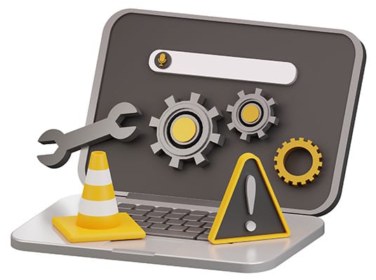 computer illustration with software and hardware icons
